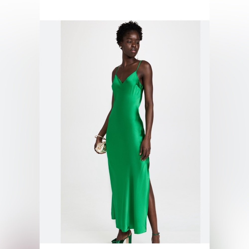Dannijo green mossy silk slip dress m